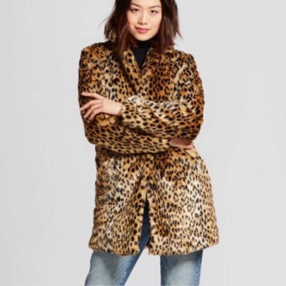 A new day by target leopard faux fur coat S NWT